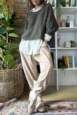 Hygge Boucle Slouch Knit Khaki
